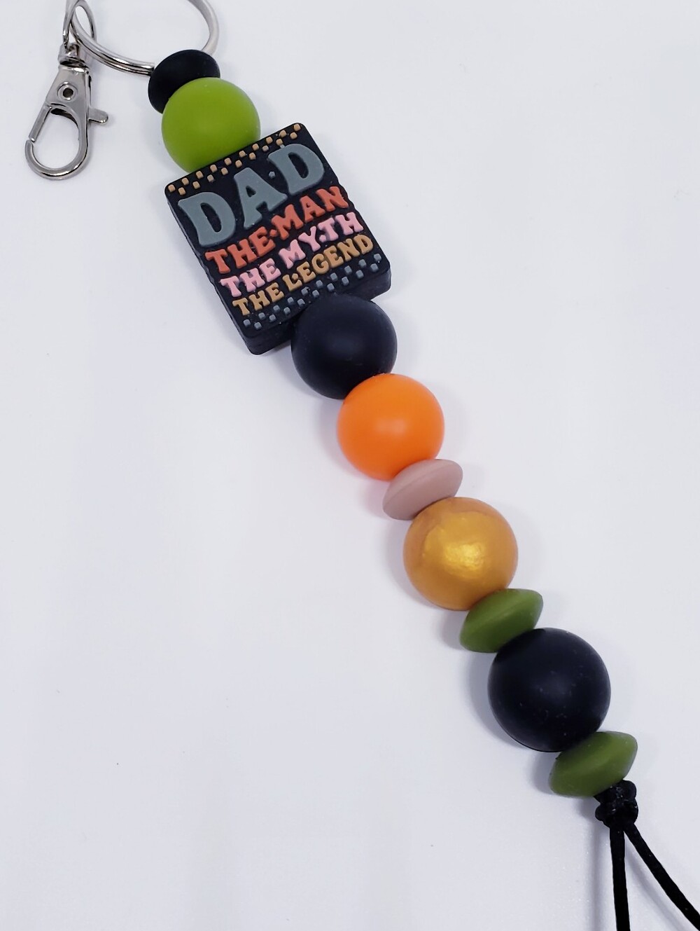 Handmade Dad The Man The Myth The Legend Silicone Focal Beaded Keychain